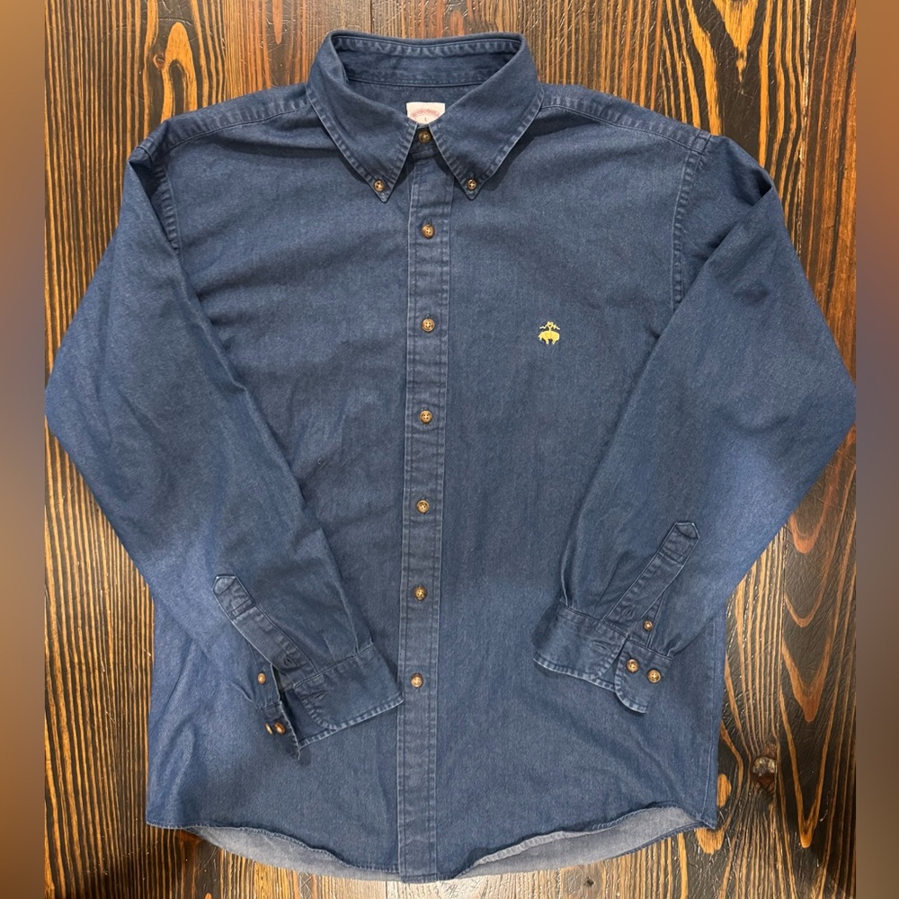 Brooks Brothers 346 Denim Button-Down Shirt Mens Size Large